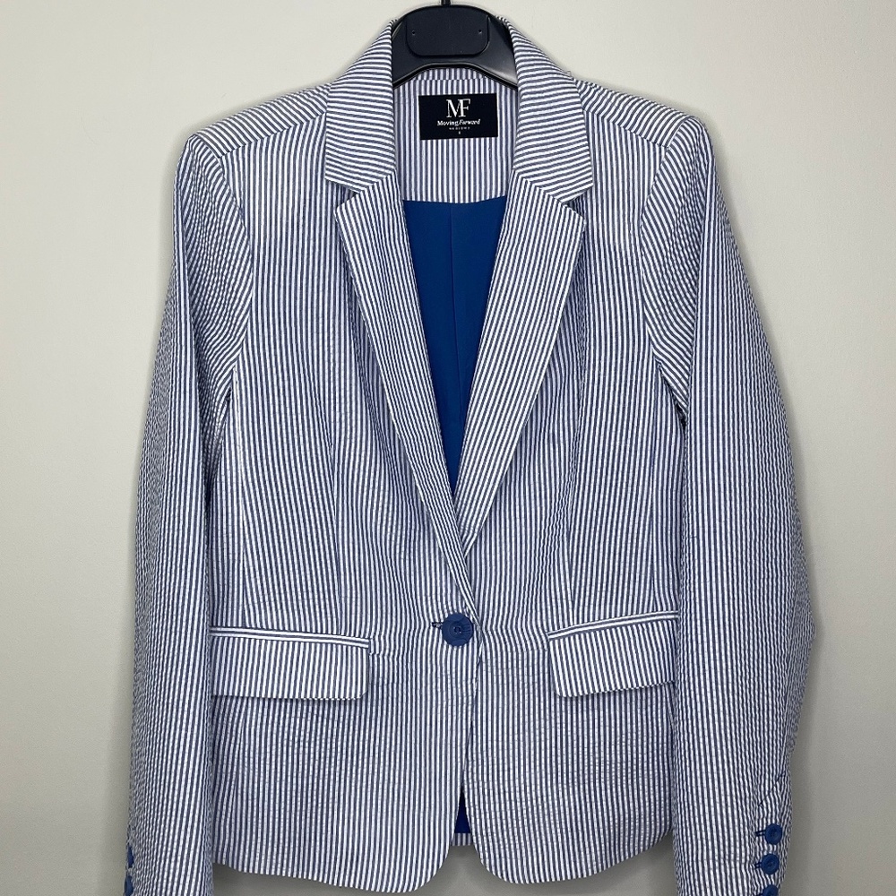 Blue Seersucker Blazer